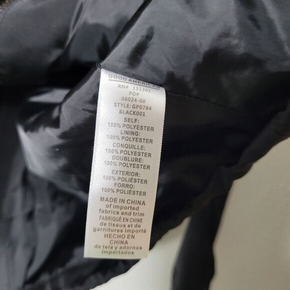Good American Hooded Volume Jacket coat GP0784 BLACK womens Size 1 Small - Picture 5 of 8